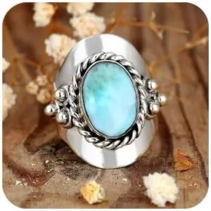 LRGKMCWTOB 925 Silver Ring Bohemian Jewelry Emerald Ring Silver Bohemia Turquoise Ring Women Oval Gemstone Boho Jewelry Vintage Sterling Silver Ring Turquoise Moonstone RingsSize 11