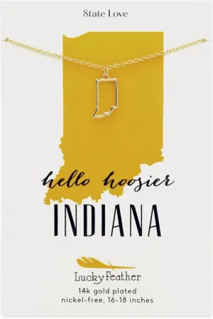 Lucky Feather State Necklace 14K Gold-Dipped Pendant on Adjustable 16-18 Chain