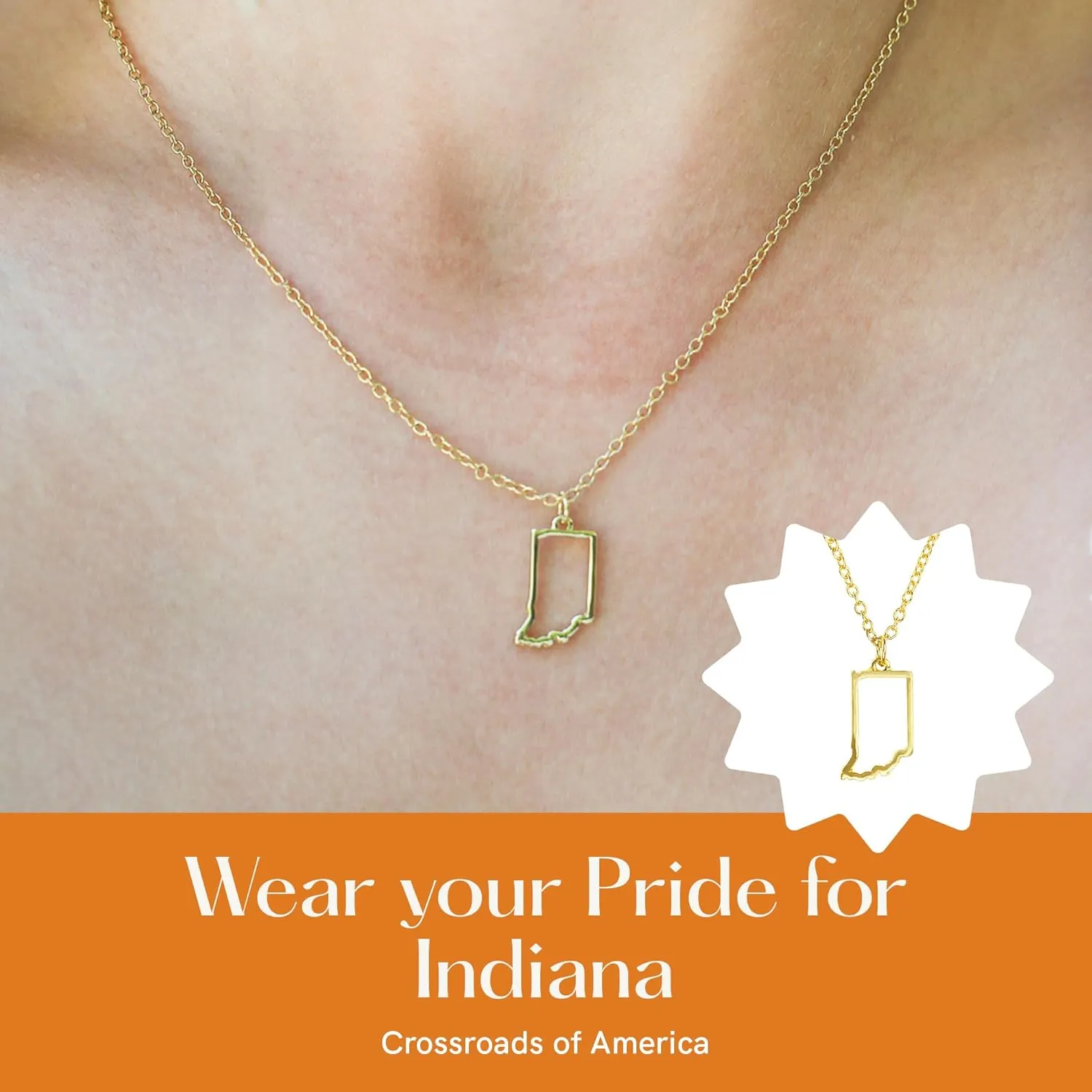 Lucky Feather State Necklace 14K Gold-Dipped Pendant on Adjustable 16-18 Chain