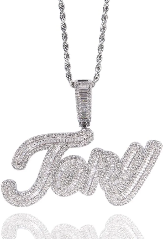Lulu Mel Custom Necklace Personalized Name Necklace, Rappers Hip Hop Nameplate Letter Pendant Charms Jewelry with Cuban Rope Chain