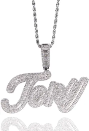 Lulu Mel Custom Necklace Personalized Name Necklace, Rappers Hip Hop Nameplate Letter Pendant Charms Jewelry with Cuban Rope Chain