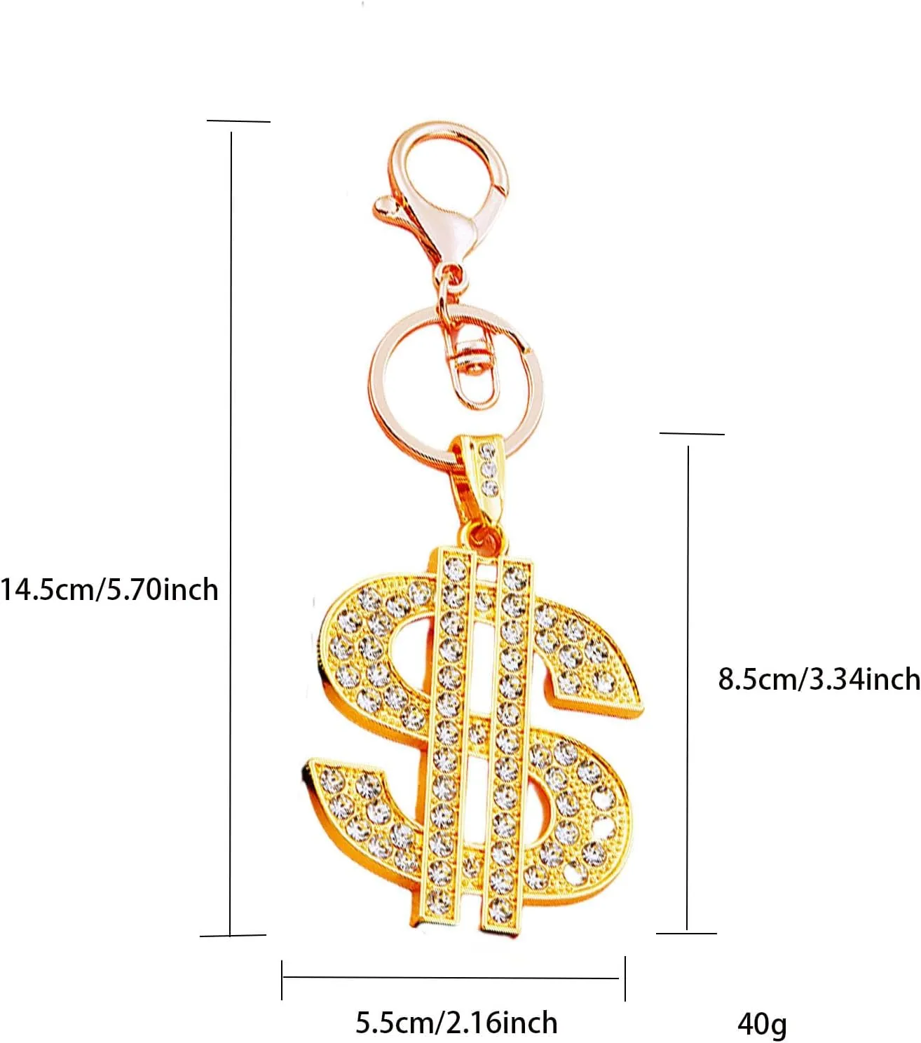 Luxury Religious Keychain, Gold Dollar Sign, Rhinestone Cross, Angel Wings Cross Keychains for Car, Bag, Key Accessories