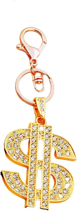 Luxury Religious Keychain, Gold Dollar Sign, Rhinestone Cross, Angel Wings Cross Keychains for Car, Bag, Key Accessories
