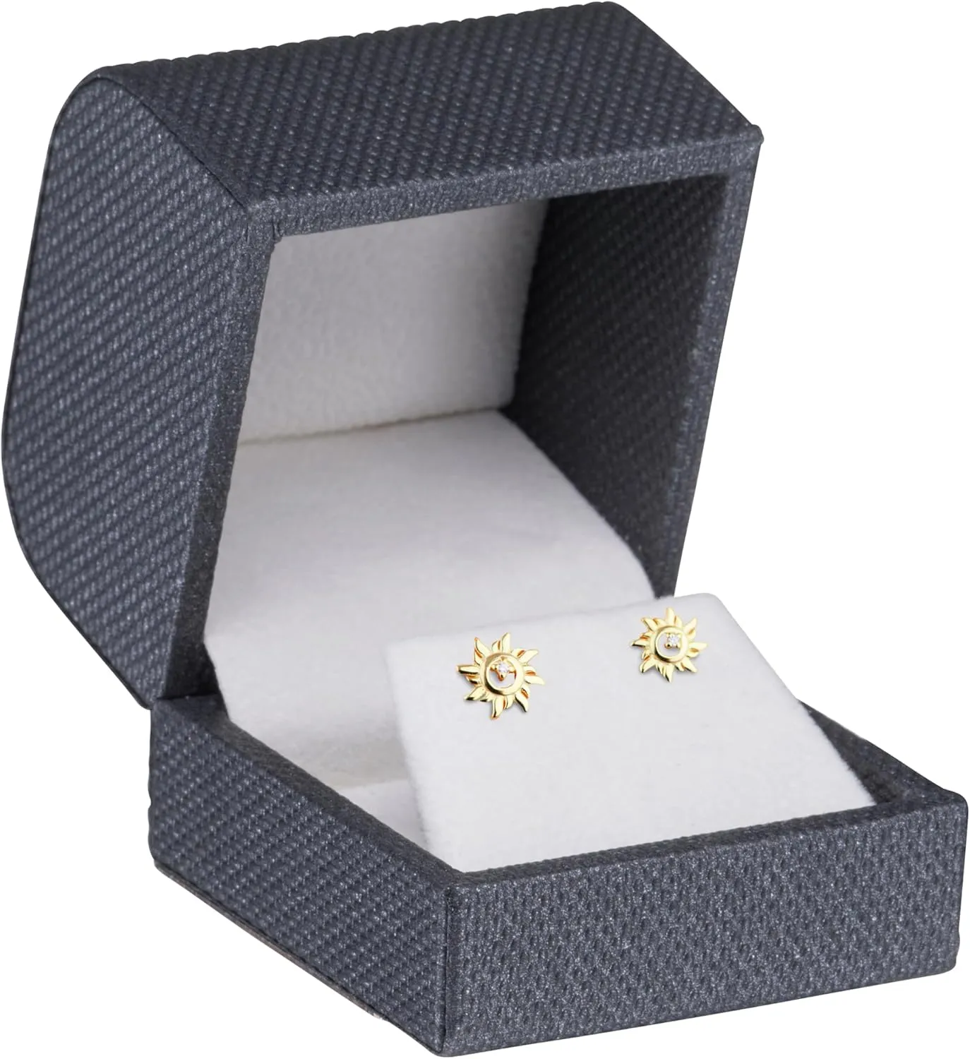 Luxury Weave Textured Earring Gift Box for Women & Girls  Jewelry Box Ideal for Studs, Small Hanging Earrings  Earring Case with Soft Suede Interior and 2-Piece Matching Outer Box