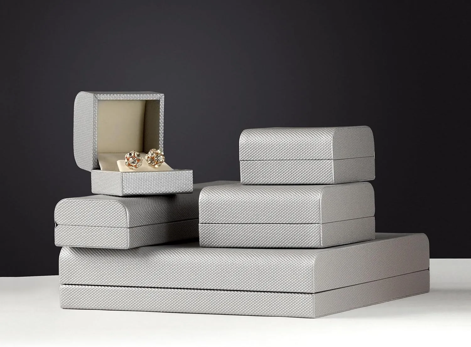 Luxury Weave Textured Earring Gift Box for Women & Girls  Jewelry Box Ideal for Studs, Small Hanging Earrings  Earring Case with Soft Suede Interior and 2-Piece Matching Outer Box