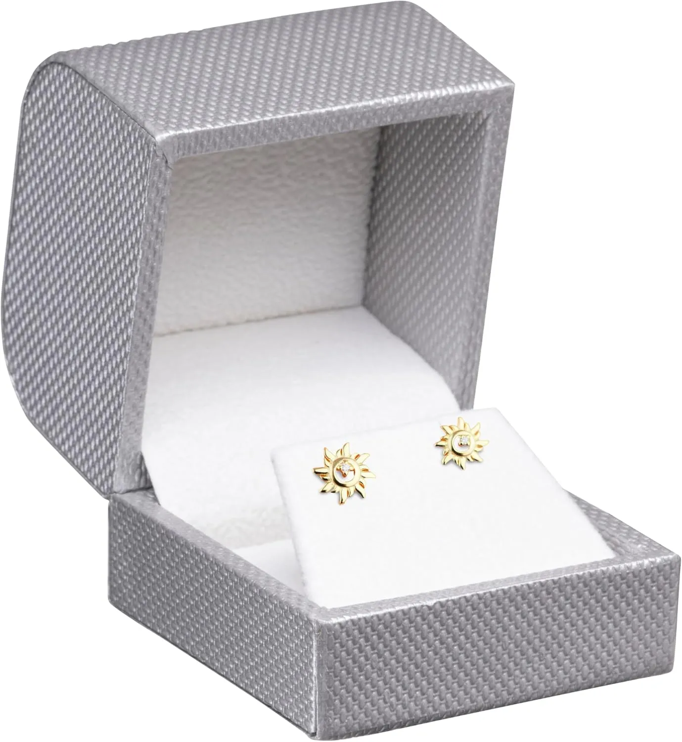 Luxury Weave Textured Earring Gift Box for Women & Girls  Jewelry Box Ideal for Studs, Small Hanging Earrings  Earring Case with Soft Suede Interior and 2-Piece Matching Outer Box
