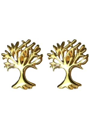 Madamlili Sterling Earrings Studs Gold  Wish Tree Studded Earrings for Women, nickel free earrings, 925 Sterling Gold Plated Studs Dainty Lifetree Earrings, Gold Tone Pierced lobe earrings.