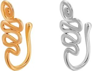 Magik 2 Pcs Star Heart Crown Nose Ring Copper Durable Fake Non-Pierced Nose Clip