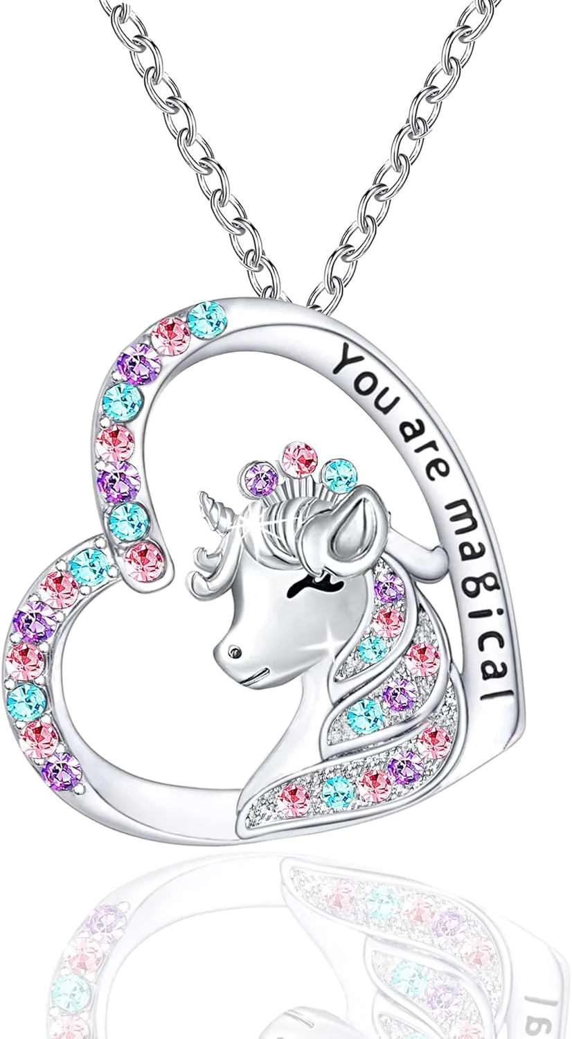 M&Ostyle You are Magical Necklace for Girls Crystal Heart Pendant Necklaces Jewelry Gifts for Girls Daughter Granddaughter Niece Birthday