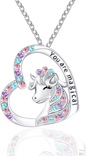 M&Ostyle You are Magical Necklace for Girls Crystal Heart Pendant Necklaces Jewelry Gifts for Girls Daughter Granddaughter Niece Birthday