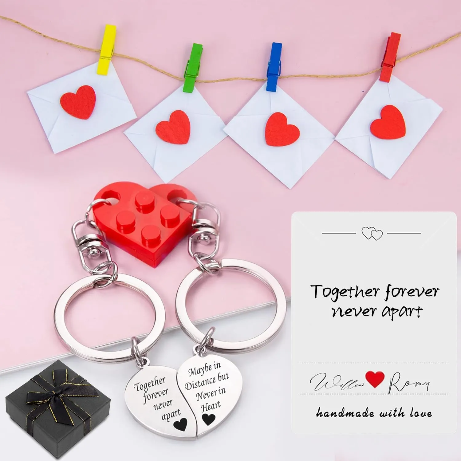 Matching Keychains for Couples Heart Keychain 2PCS
