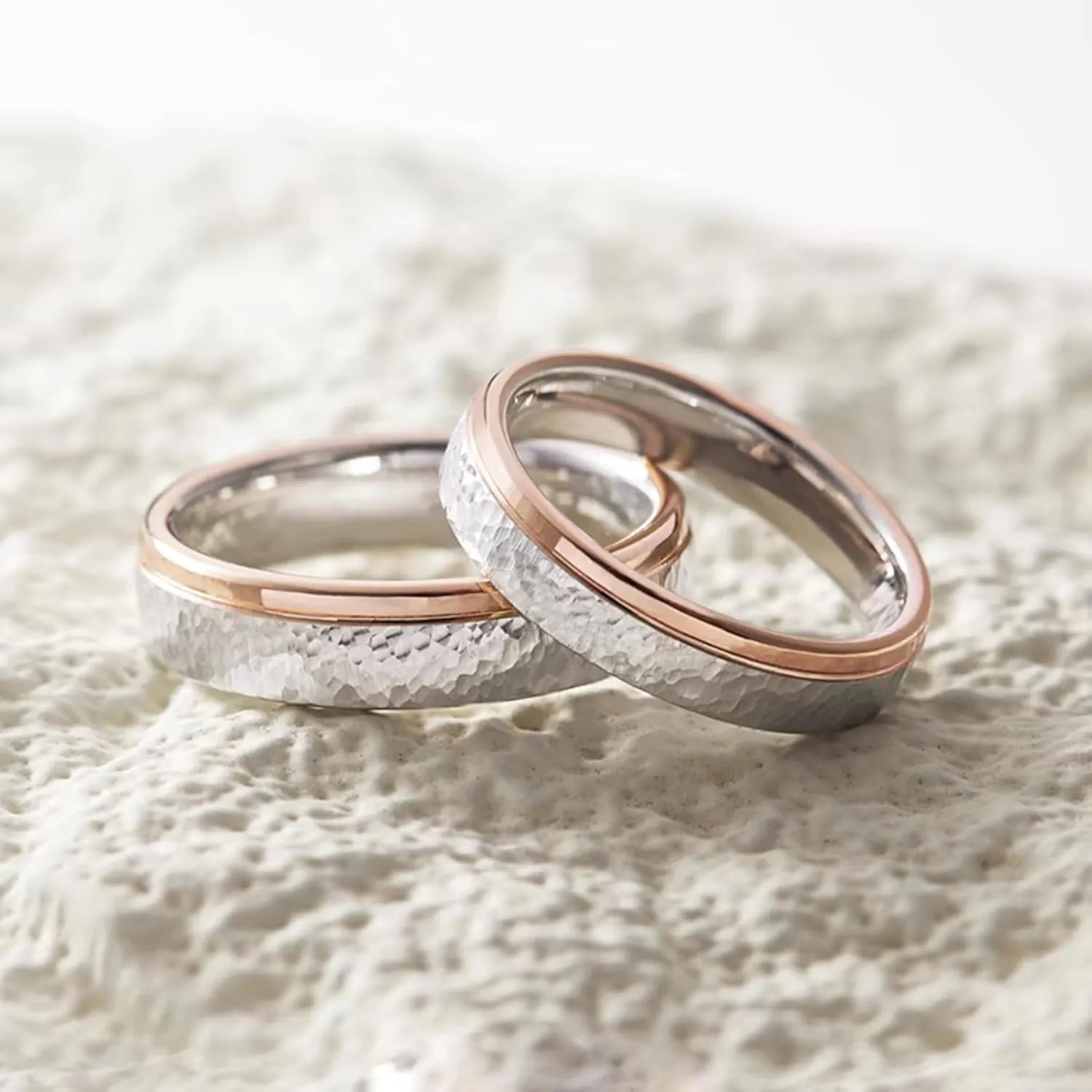 Matching Rings Titanium Steel Rose Gold Plated Couple Rings Wedding Band His and Her Ring