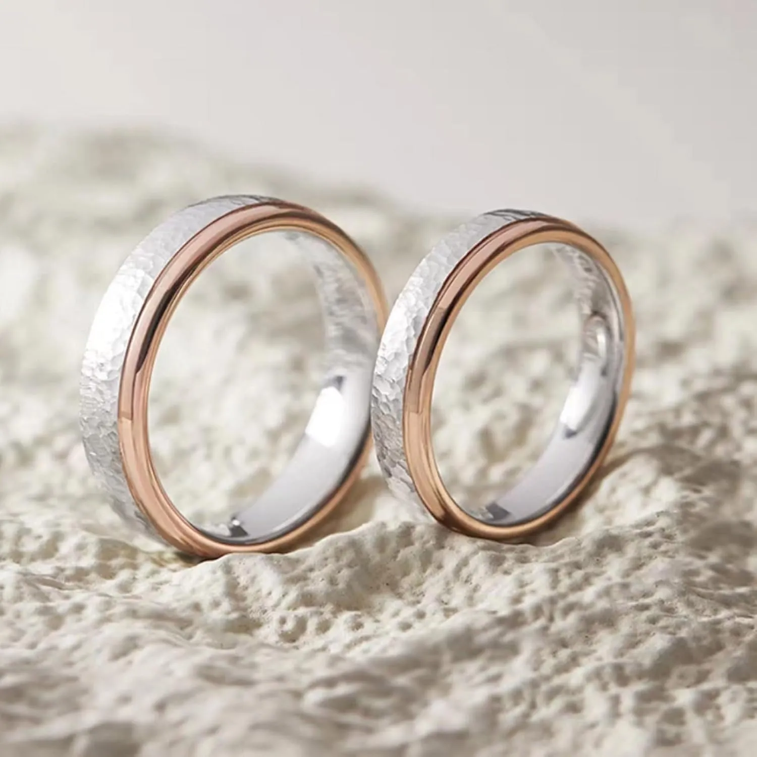 Matching Rings Titanium Steel Rose Gold Plated Couple Rings Wedding Band His and Her Ring