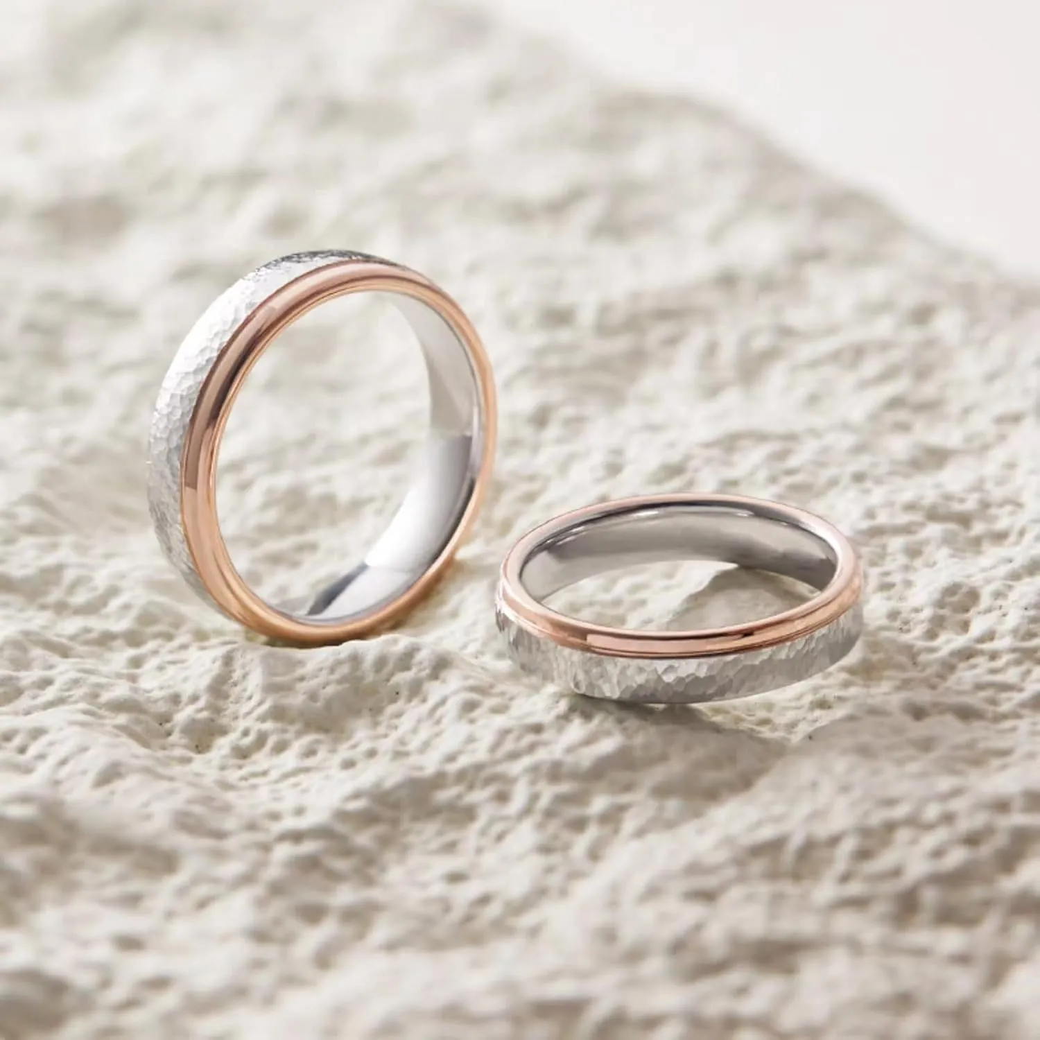 Matching Rings Titanium Steel Rose Gold Plated Couple Rings Wedding Band His and Her Ring