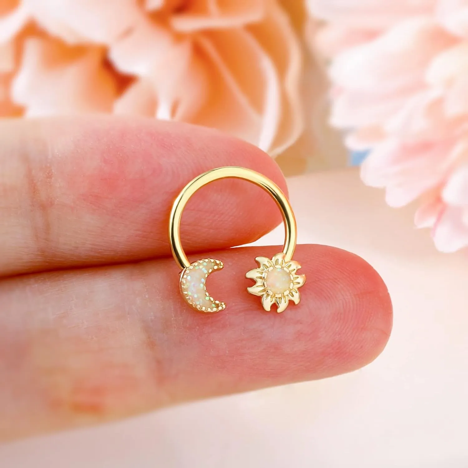 Melighting 16G Septum Rings Moon Daith Piercing Jewelry Star Septum Jewelry 316L Surgical Steel Nose Rings Hoop Helix Earrings Cartilage Jewelry for Women