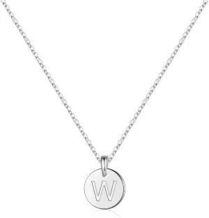 Memorjew Christmas Gifts - Sterling Silver Small Disc Initial Necklaces for Women Girls, Tiny Cute Letter Pendant Necklace Jewelry Gifts for Women Teen Girls