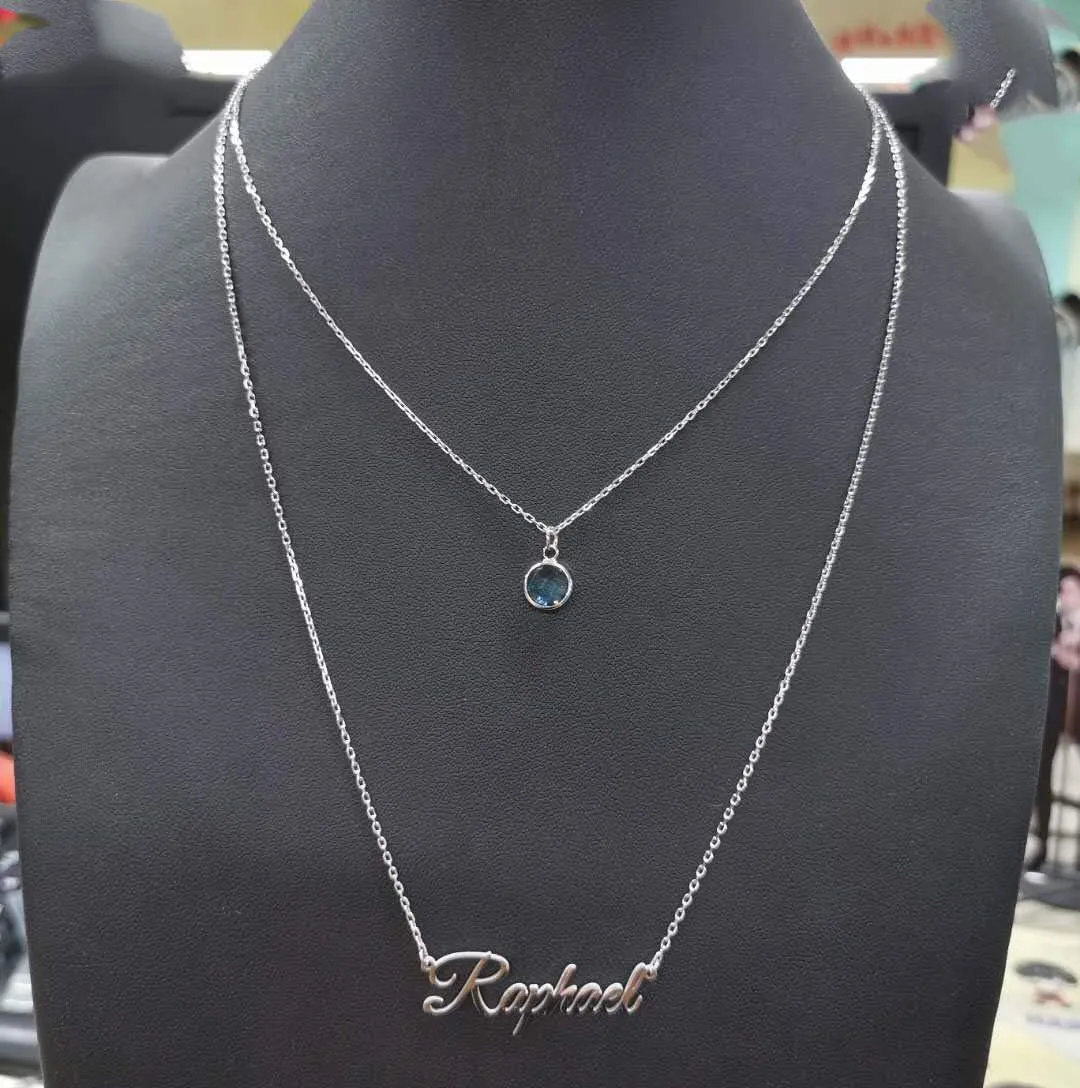 MeMoShe Layered Choker Name Necklace Personalized with Heart, Custom Nameplate Pendant 18K Gold Plated
