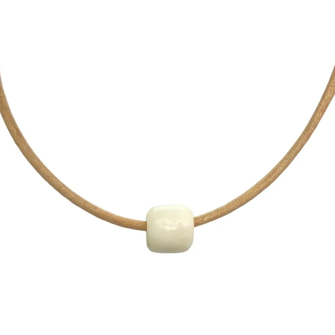 Men Small Bone Necklace - Boy Teen Gifts, Waterproof Surfer Accessories, Mens Choker Jewelry, Women Gift To Boyfriend, Beach Beaded Necklaces, Best Friend Present, Cute Simple, Boho Jewlery (White)