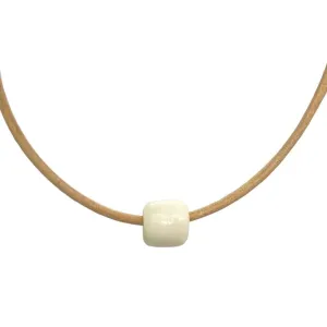 Men Small Bone Necklace - Boy Teen Gifts, Waterproof Surfer Accessories, Mens Choker Jewelry, Women Gift To Boyfriend, Beach Beaded Necklaces, Best Friend Present, Cute Simple, Boho Jewlery (White)
