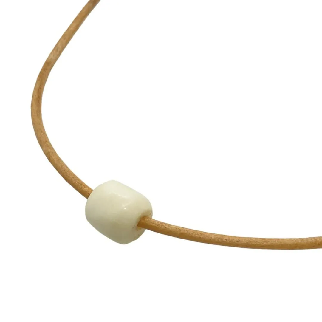 Men Small Bone Necklace - Boy Teen Gifts, Waterproof Surfer Accessories, Mens Choker Jewelry, Women Gift To Boyfriend, Beach Beaded Necklaces, Best Friend Present, Cute Simple, Boho Jewlery (White)