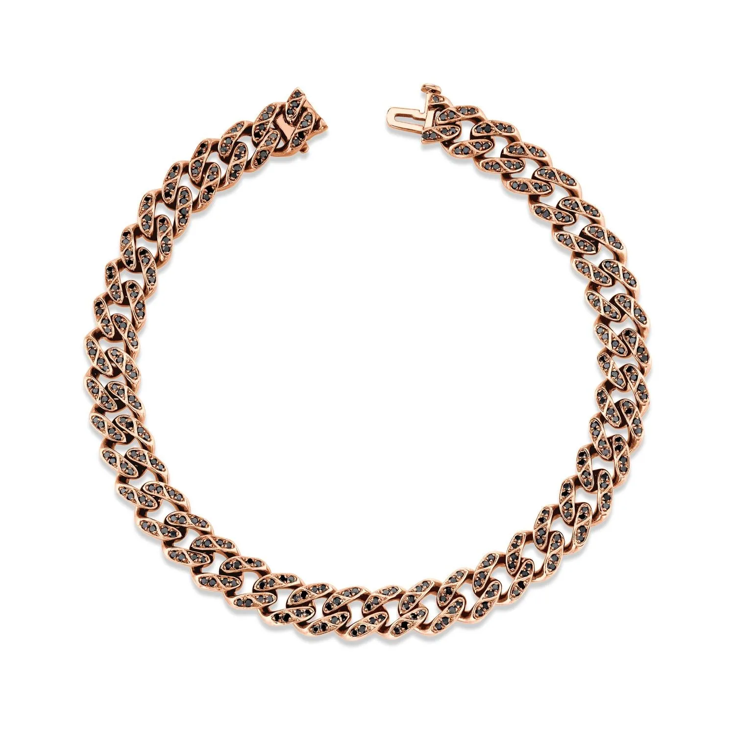 MEN'S BLACK DIAMOND FLAT MEDIUM LINK BRACELET