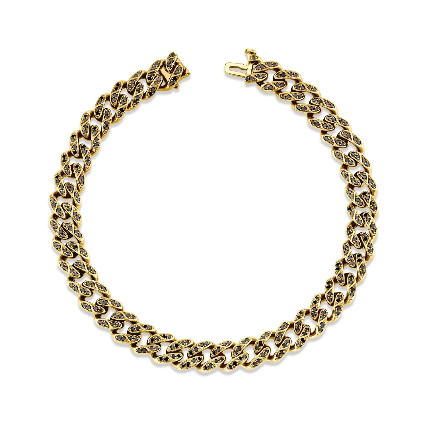 MEN'S BLACK DIAMOND FLAT MEDIUM LINK BRACELET