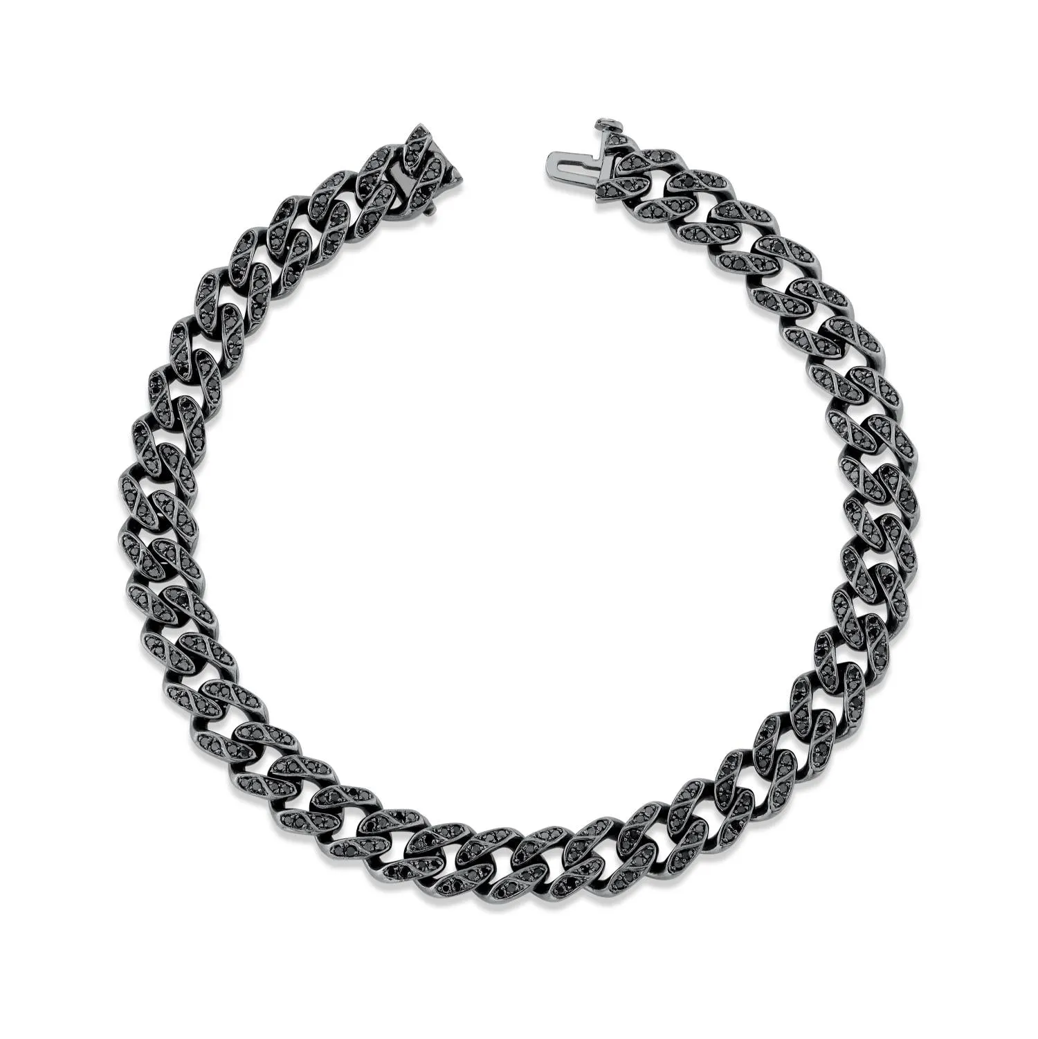 MEN'S BLACK DIAMOND FLAT MEDIUM LINK BRACELET