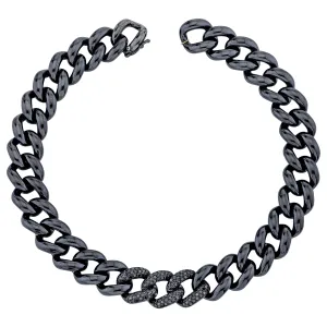 MEN'S BLACK DIAMOND TRIPLE PAVE ESSENTIAL CERAMIC LINK BRACELET