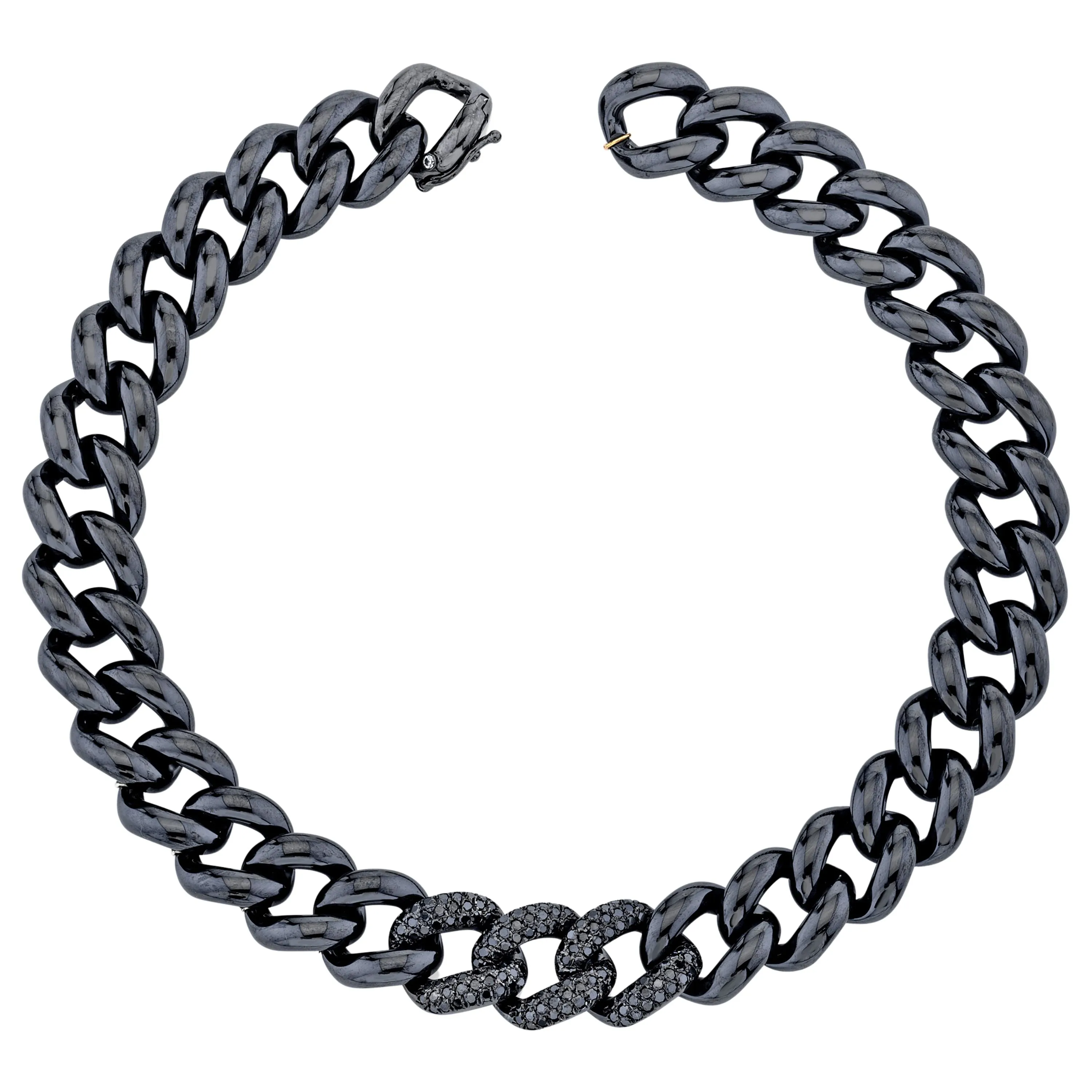 MEN'S BLACK DIAMOND TRIPLE PAVE ESSENTIAL CERAMIC LINK BRACELET