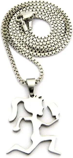 MENS HATCHET GIRL HIP HOP PENDANT W/ 2MM 24" BOX CHAIN NECKLACE GOLD SILVER RED SMALL
