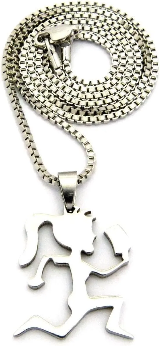 MENS HATCHET GIRL HIP HOP PENDANT W/ 2MM 24" BOX CHAIN NECKLACE GOLD SILVER RED SMALL