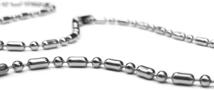 Mens Silver Stainless Steel Bead Chain Necklace 2mm Unique Style (16-30 Inch)