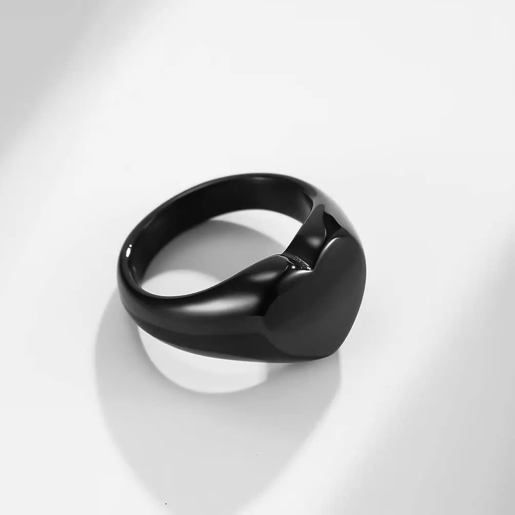 Men's Women's Stainless Steel Heart Shape Simple Plain Signet Ring Pinky Ring Wedding Engagement Ring