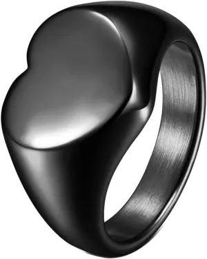 Men's Women's Stainless Steel Heart Shape Simple Plain Signet Ring Pinky Ring Wedding Engagement Ring