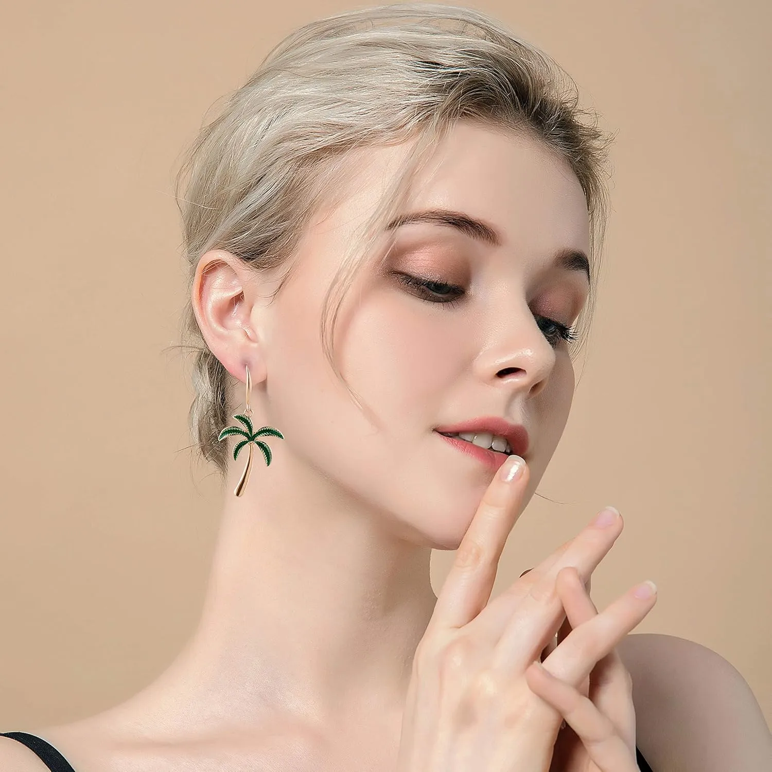 Metal Dangle Earrings for Women Girls Fashion Statement Green Cactus Coconut Palm Tree Flamingo Bird Hypoallergenic Earrings