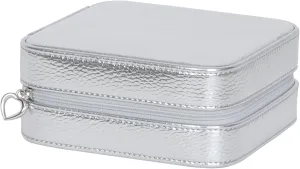 Metallic Silver Faux Leather Luna Travel Jewelry Case by Mele & Co.