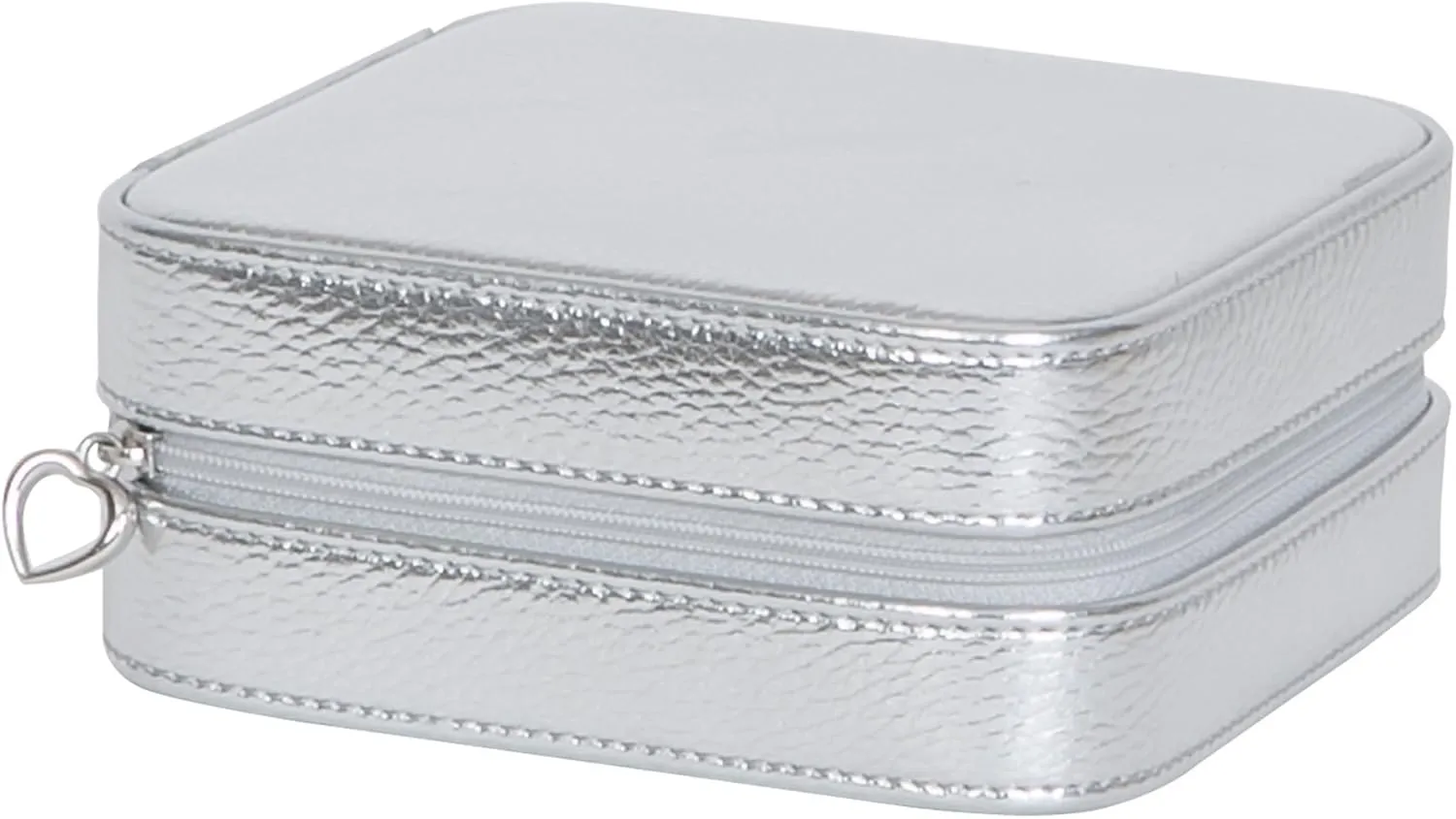 Metallic Silver Faux Leather Luna Travel Jewelry Case by Mele & Co.