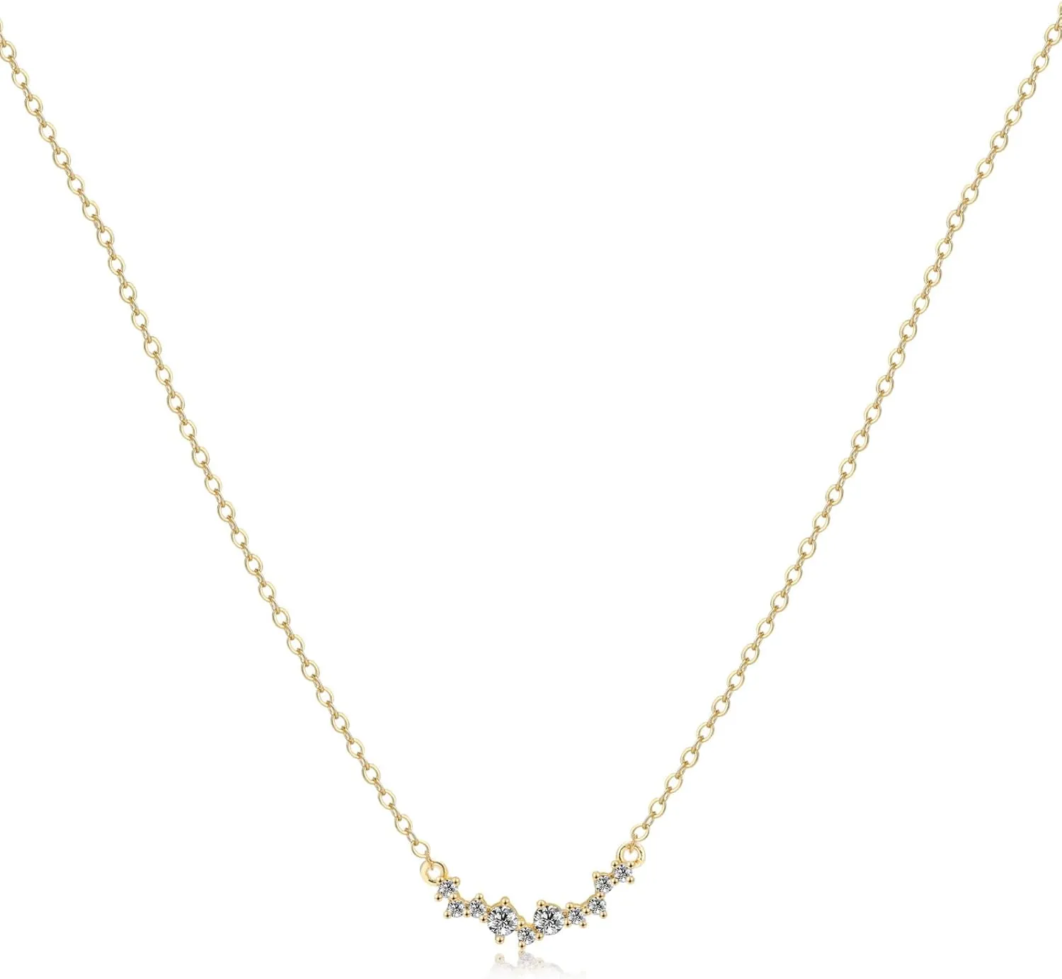 MIDEEO CZ Diamond Necklace for Women Dainty Layered Cubic Zirconia Solitaire Pendant Necklace Gold Plated Waterdrop Shape Square Emerald Green CZ Simulated Diamond Bridesmaid Necklace