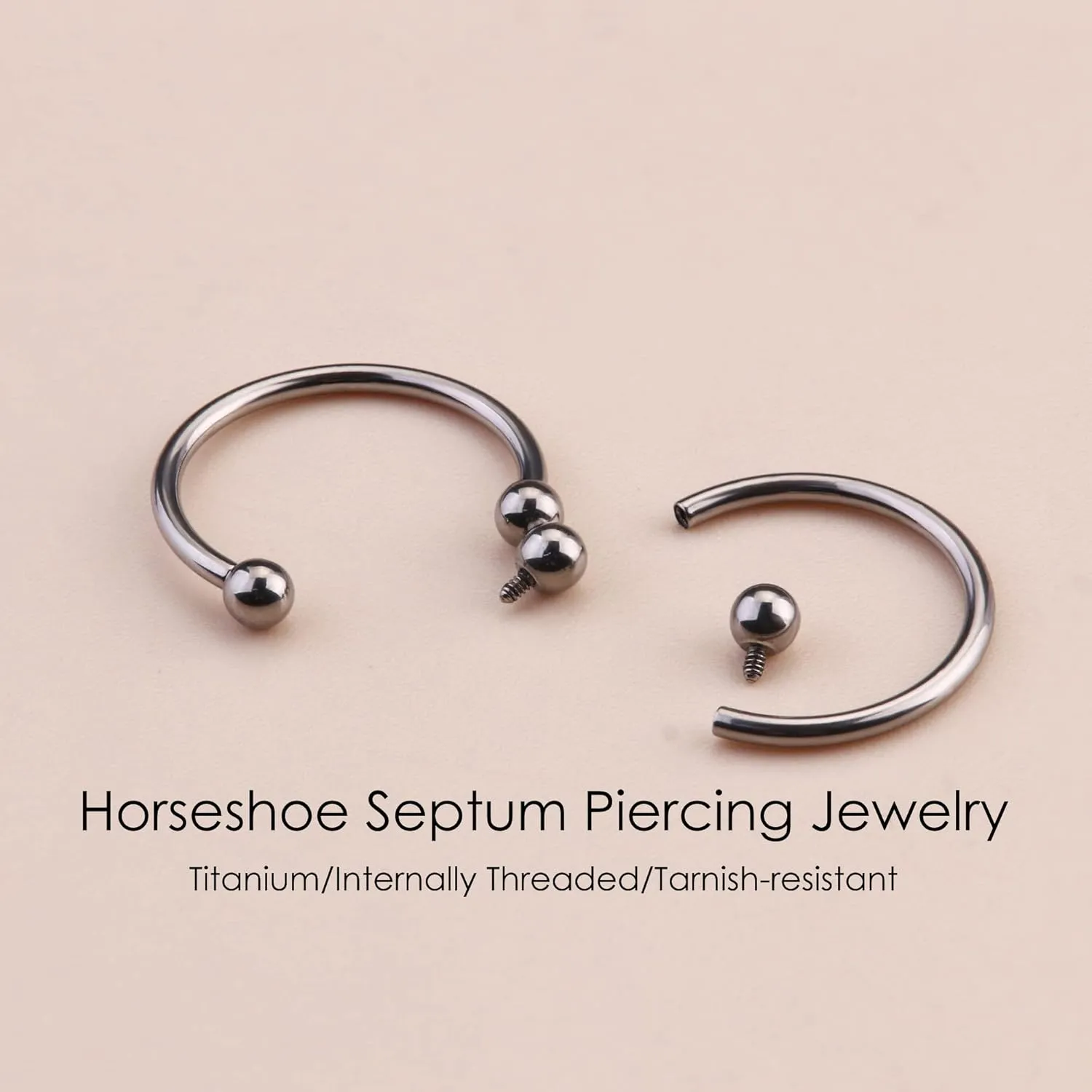 MILACOLATO 16g Septum Rings for Women Men | Implant Grade G23 Titanium Septum Ring | Internally Threaded Horseshoe Circular Barbell Piercing Jewelry for Nose Lip Tragus Eyebrow Helix Daith | 2pcs