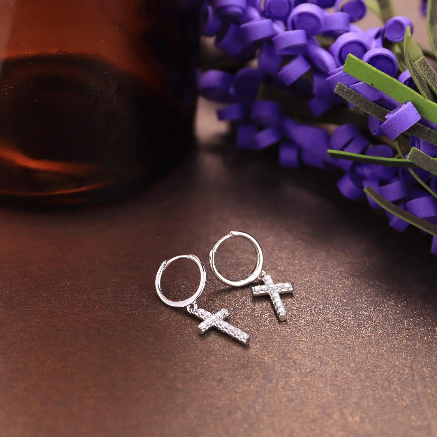 MILACOLATO 925 Sterling Silver Hoop Earrings for Women 18K Gold Silver Plated Drop Dangle Hoop Earrings with Charms Cross Spike Moon Star Paperclip Link Statement Earrings Convertible Link Huggie Earrings Hypoallergenic