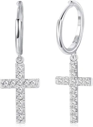MILACOLATO 925 Sterling Silver Hoop Earrings for Women 18K Gold Silver Plated Drop Dangle Hoop Earrings with Charms Cross Spike Moon Star Paperclip Link Statement Earrings Convertible Link Huggie Earrings Hypoallergenic