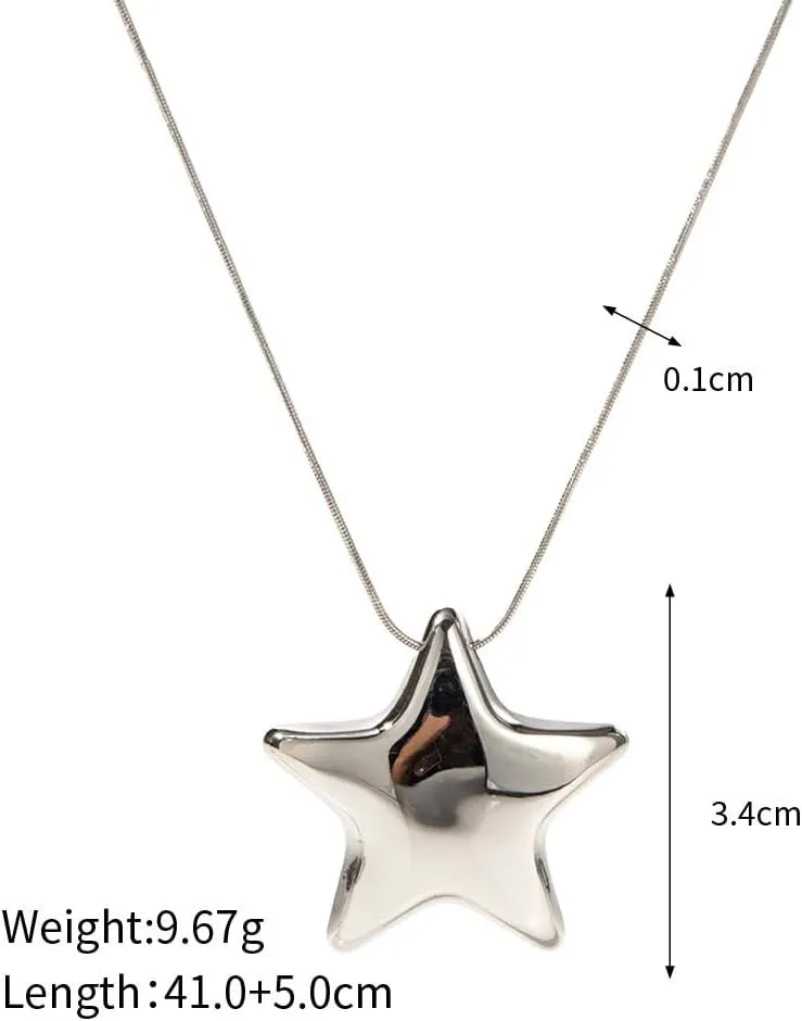 Minimalist Star Choker Necklace for Women Dainty Stainless Steel 18k Gold Plated Star Charm Pendant Trendy Adjustable Chain Necklaces Fashion Jewelry Christmas Birthday Gifts for Her Bff 17"
