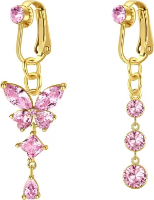 MODRSA Fake Belly Piercing Fake Belly Ring Fake Belly Button Ring Fake Belly Rings Fake Belly Button Piercing Clip on Belly Button Rings Silver Gold