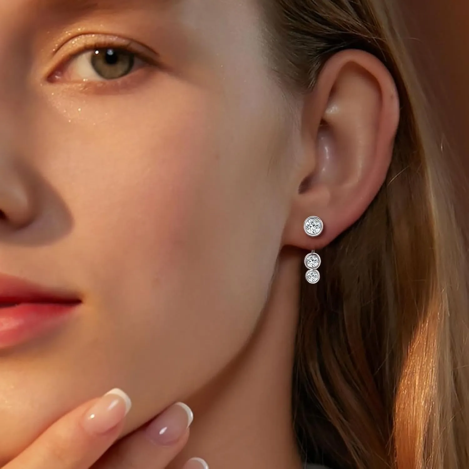 Moissanite Earrings for Women 925 Sterling Silver 0.96CT-2CT Moissanite Detachable Ear Jackets Two Wearable Stud Earrings Hypoallergenic Jewelry Gifts