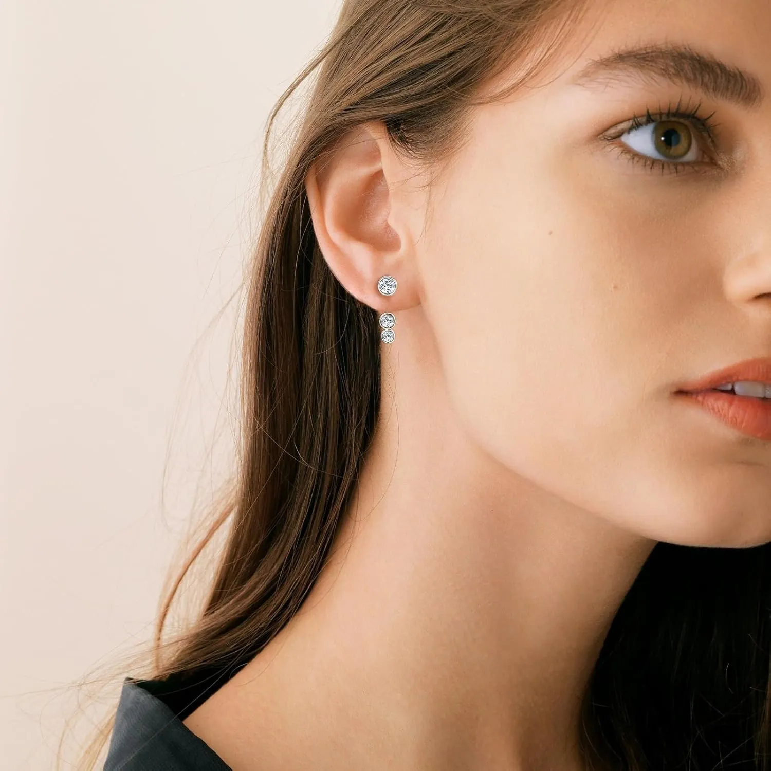 Moissanite Earrings for Women 925 Sterling Silver 0.96CT-2CT Moissanite Detachable Ear Jackets Two Wearable Stud Earrings Hypoallergenic Jewelry Gifts