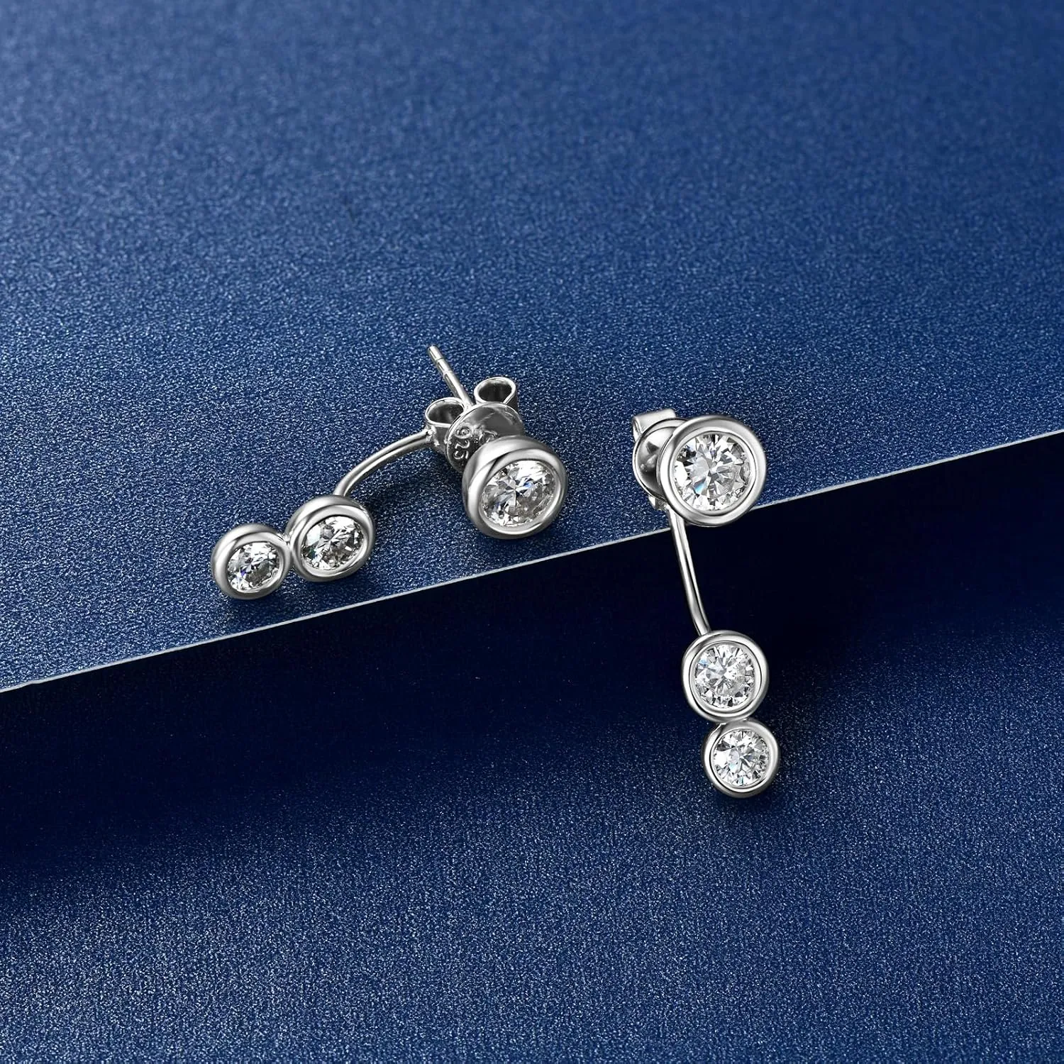 Moissanite Earrings for Women 925 Sterling Silver 0.96CT-2CT Moissanite Detachable Ear Jackets Two Wearable Stud Earrings Hypoallergenic Jewelry Gifts