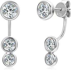 Moissanite Earrings for Women 925 Sterling Silver 0.96CT-2CT Moissanite Detachable Ear Jackets Two Wearable Stud Earrings Hypoallergenic Jewelry Gifts