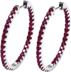 Moissanite Hoop Earrings for Women, D Color VVS1 Round Cut Moissanite Earrings, S925 Sterling Silver Large Huggie Hoop Earrings with 18K White Gold Plated