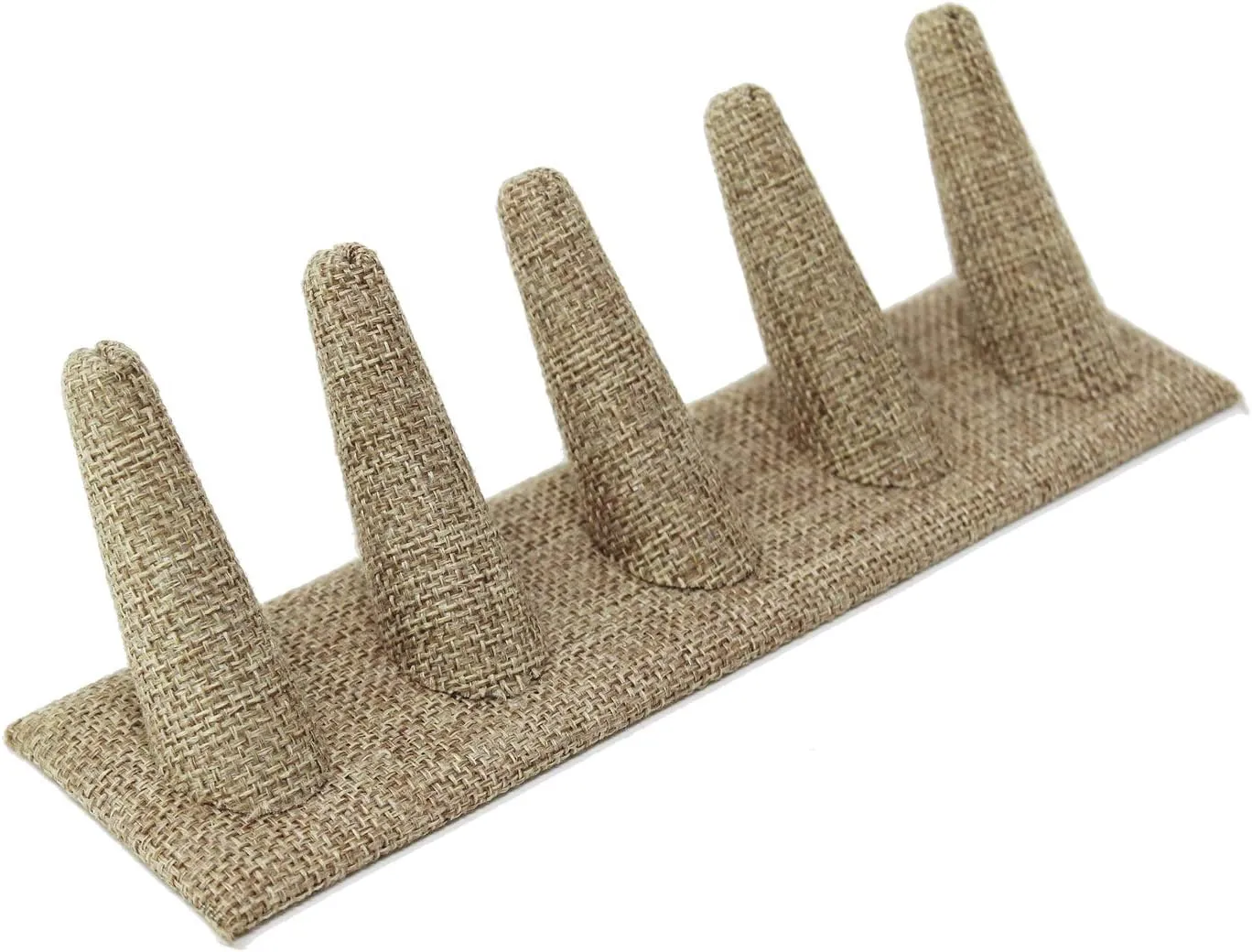 MOOCA 2 Pcs Set Ring Organizer for Showcase Display Drawer 5 Long Ring Storage Holder Jewelry Display Stands Showcase Jewelry Storage Counter, Burlap, 8 W x 2 1/8 D x 2 1/2 H in