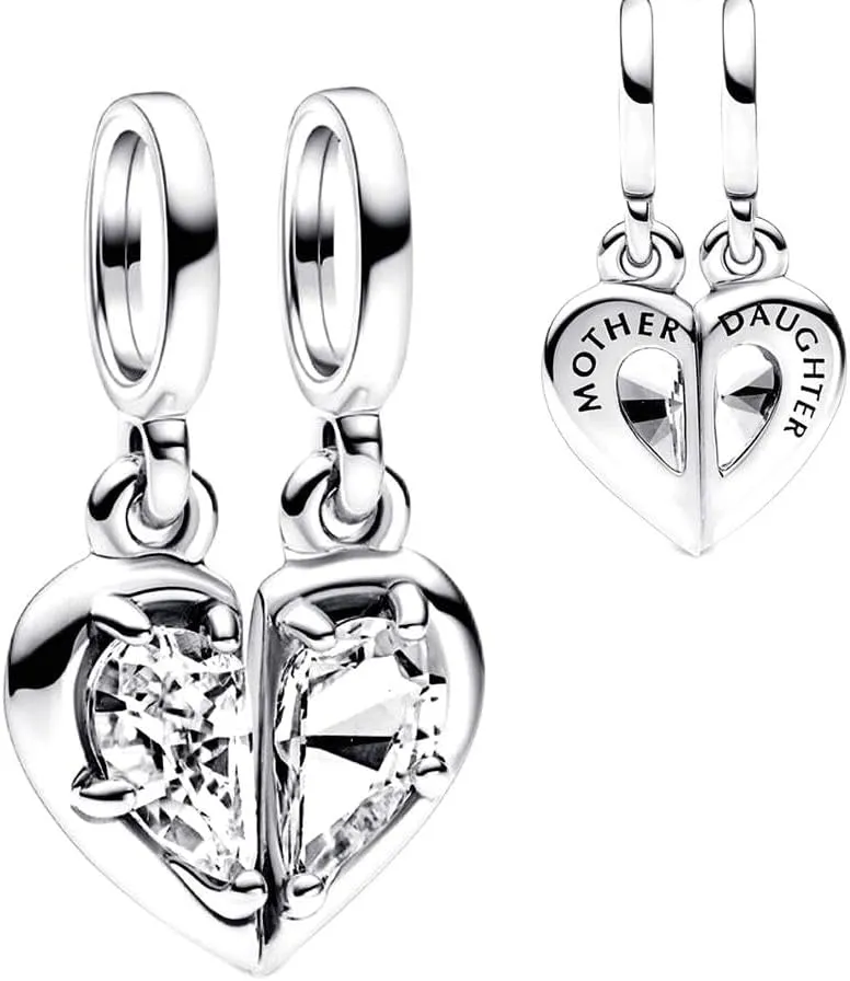 Mother and daughter dangle Charm 925 Sterling Silver Pendant,Jewelry Beads Gifts for Women Bracelet&Necklace